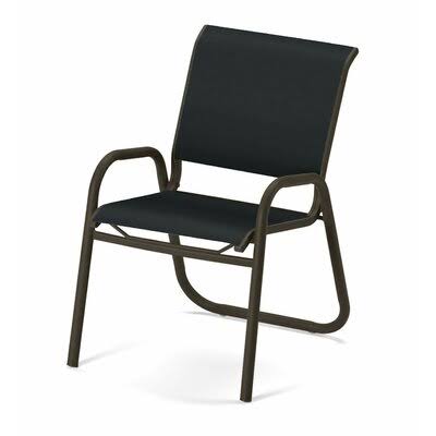 Reliance Stacking Patio Dining Chair Telescope Casual Finish: Textured Beachwood, Fabric: Black 5D