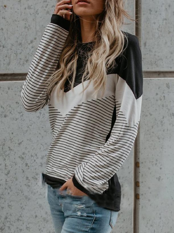 Polyester Casual Patchwork T-Shirt