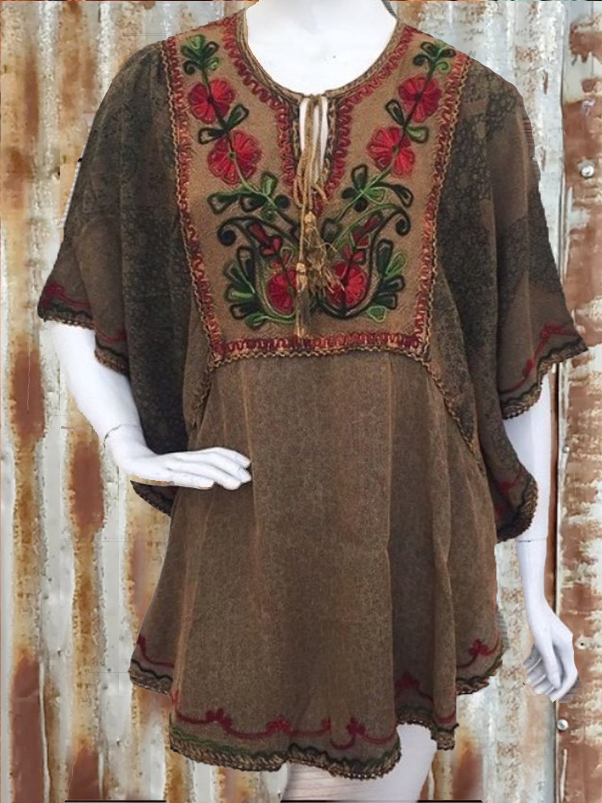 Crew Neck Printed Floral Short Sleeve Shirts & Tops