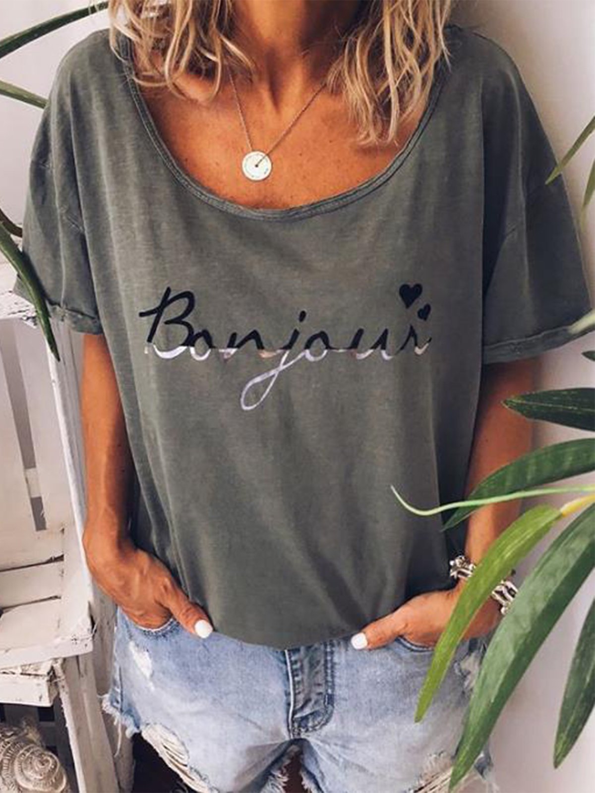 Round Neck Short Sleeve Casual Printed Shirts