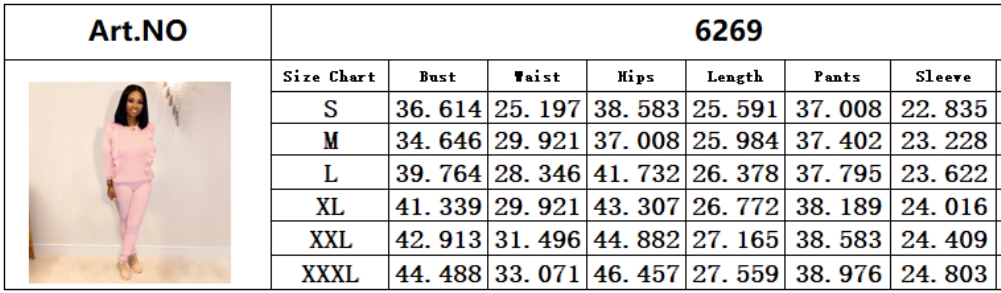 Solid Color Ruffles Knitting Pants Suit