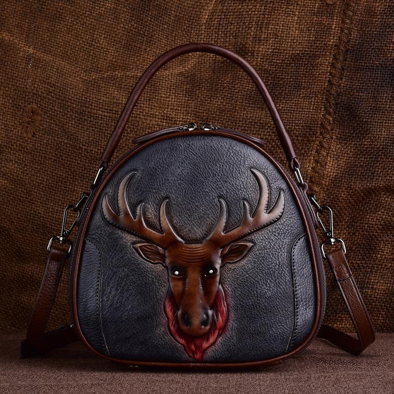 Leather vintage ethnic handbag