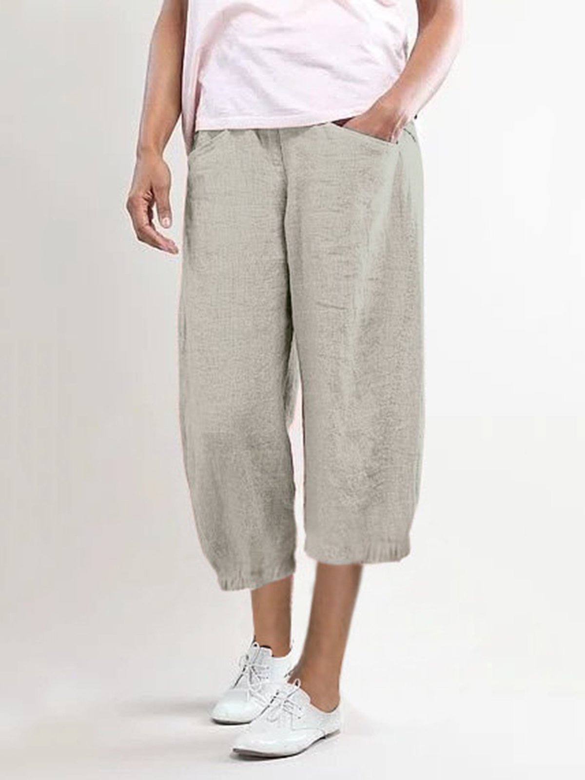 Summer Pockets Shift Casual Capri Pants