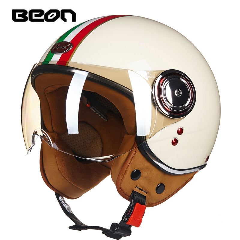 BEON Motorcycle scooter Helmet 3/4 Open Face Helmet Motocross Vintage
