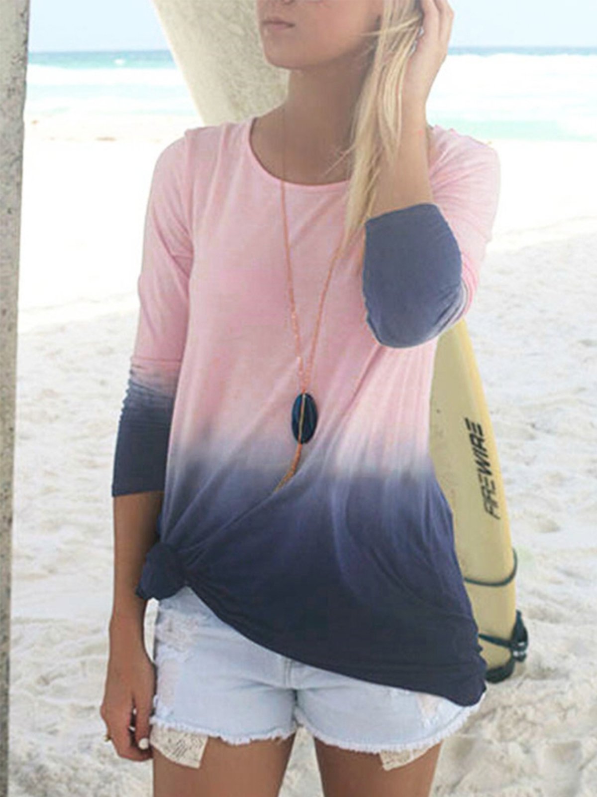 Casual Ombre/tie-Dye Cotton Shirts & Tops