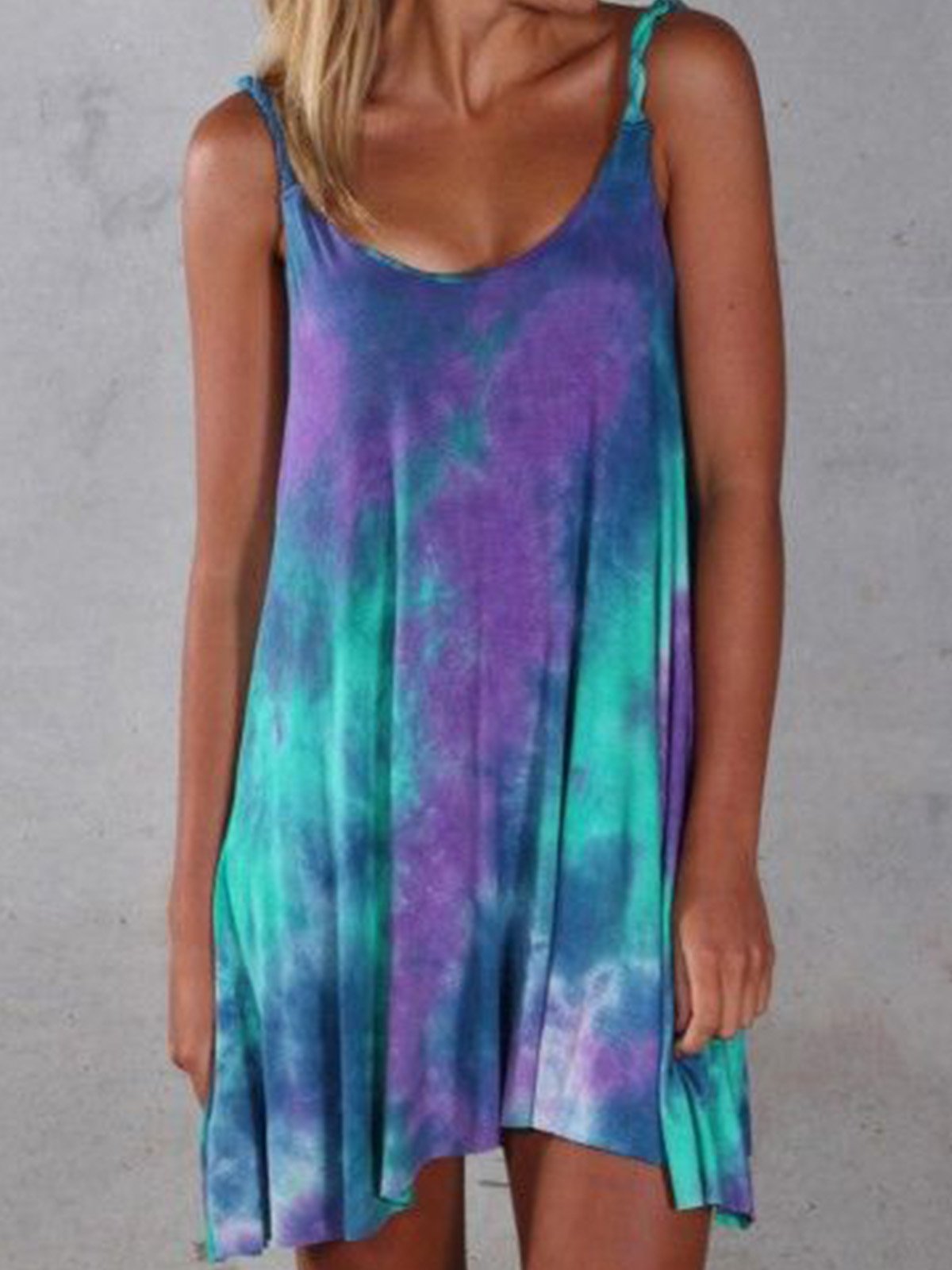 Women Camisole Stretchy Strap Slip Mini Dress