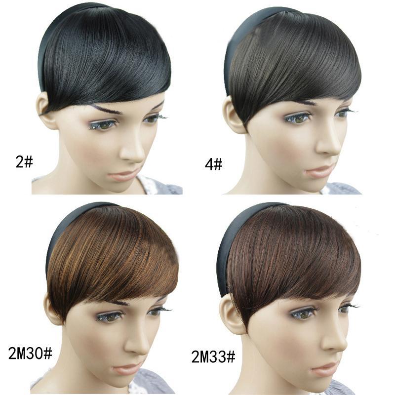 Accesoriu de păr sub formă de breton pe o parte, din păr sintetic, cu elastic