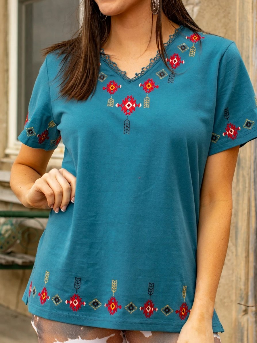 Vintage Short Sleeve Cotton-Blend Shirts & Tops