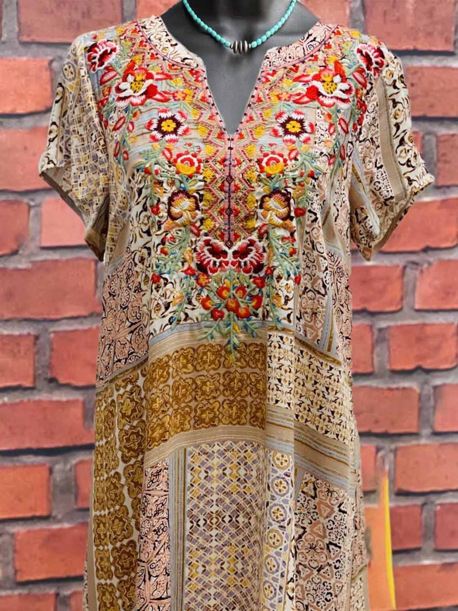 Casual Floral Color-Block Short Sleeve Dresses