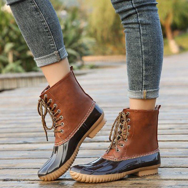 Date Pu Low Heel Boots