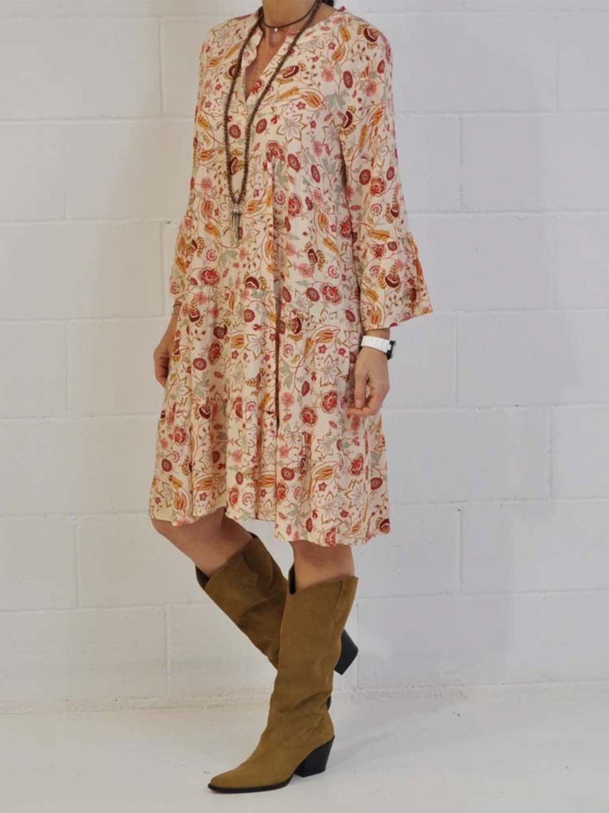 Casual Vacation Floral Vintage V-neck Summer Dress