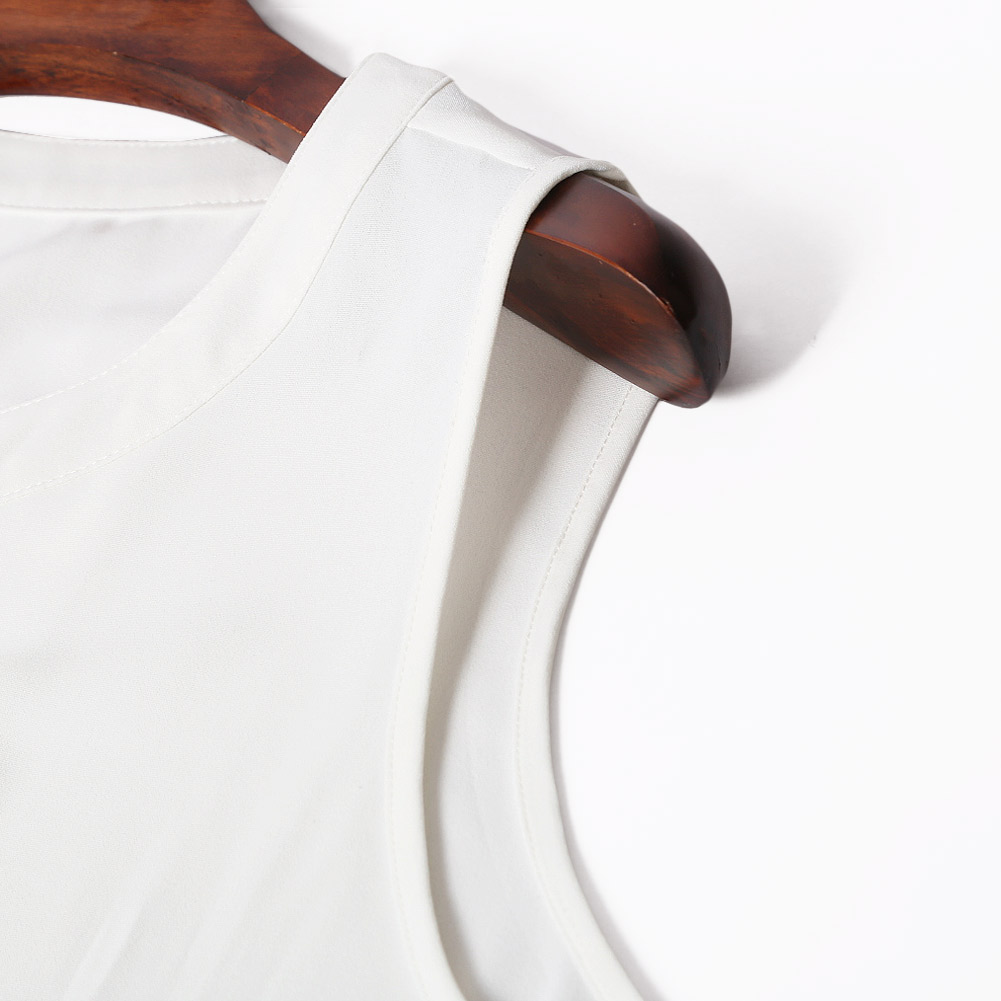 White V Cut Buttoned Tank Top