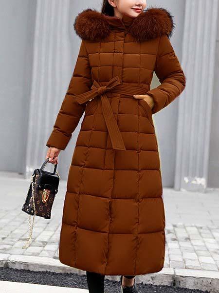 Womens Winter Long Coats Plus Size Fur Collar Down Coats