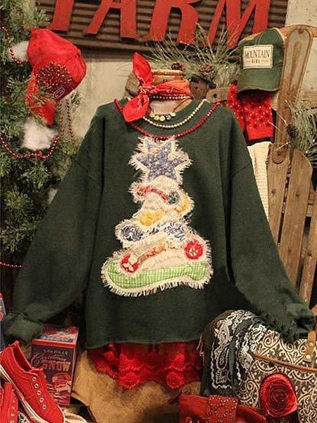 Christmas loose long sleeve printed sweatshirt