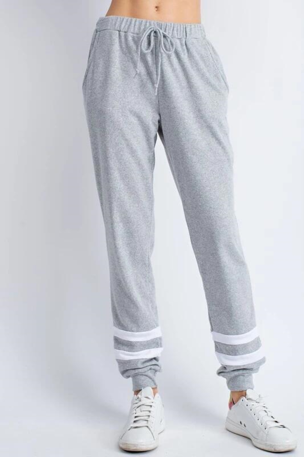 Print Gray Drawstrings Track Pants