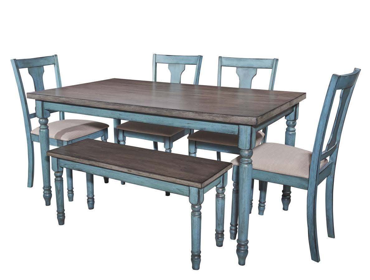 Powell Teal Blue Willow Dining Table