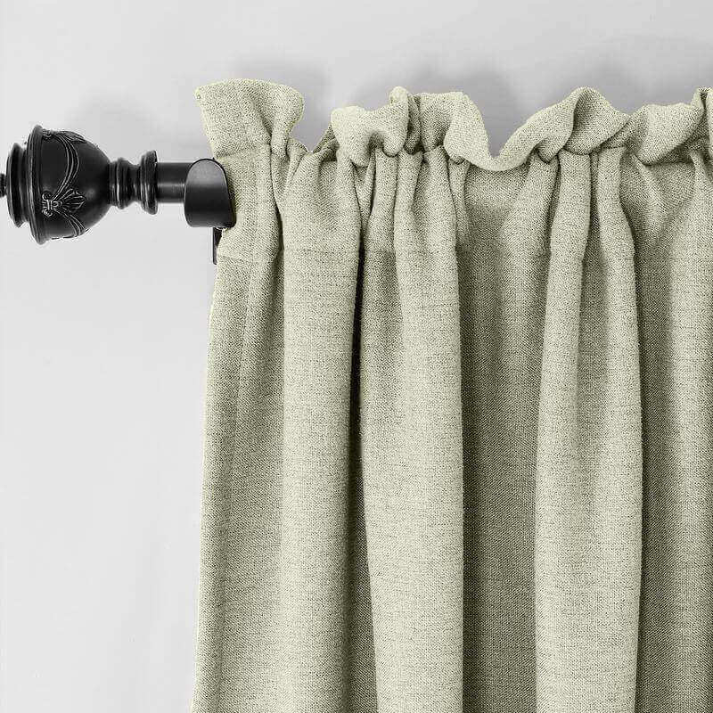 CUSTOM Olive Grey Green Luxury Textured Faux Linen Curtain