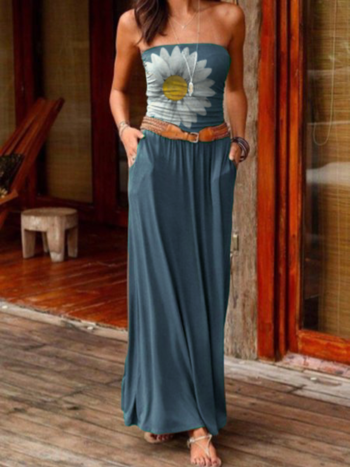 Plus size Floral Sleeveless Holiday Dresses