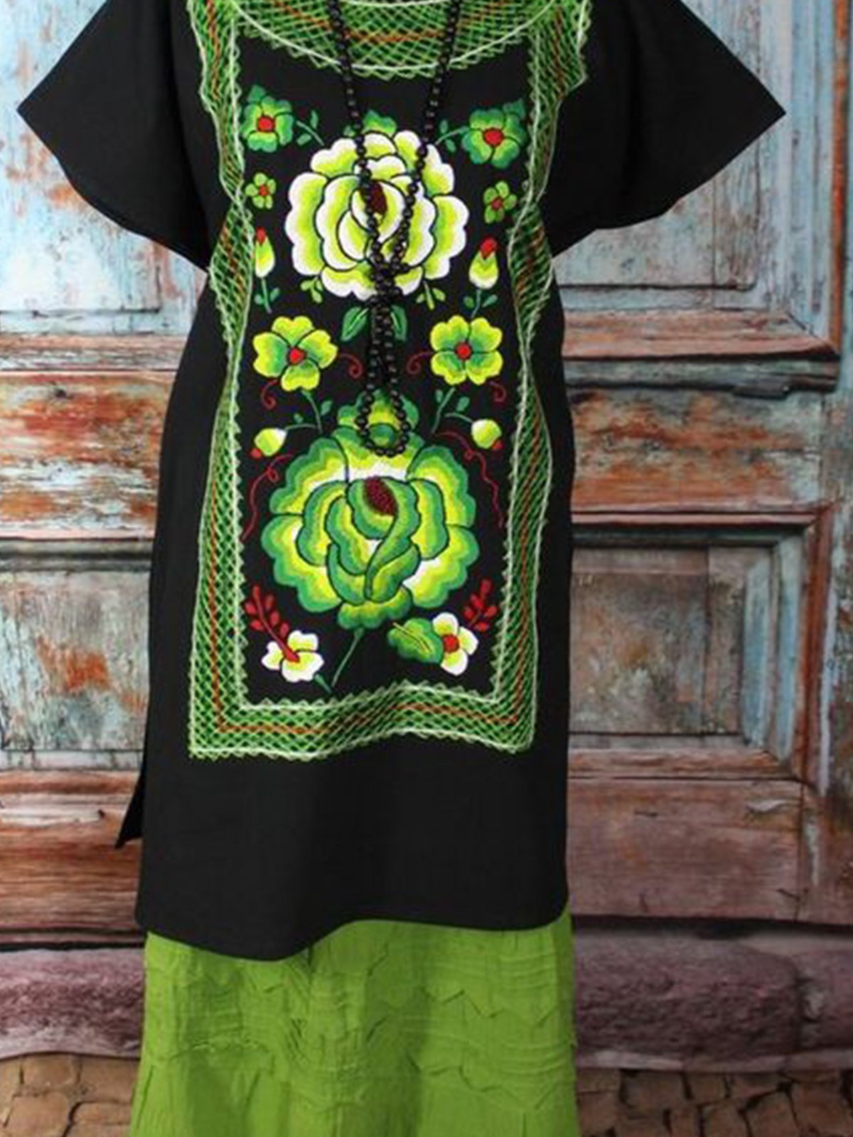 Vintage Short Sleeve Shift Printed Dresses