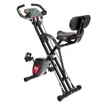 ADVENOR Exercise Bike Magnetic Bike Fitness Bike Cycle Folding Stationary Bike Arm Resistance Band- Black & Red