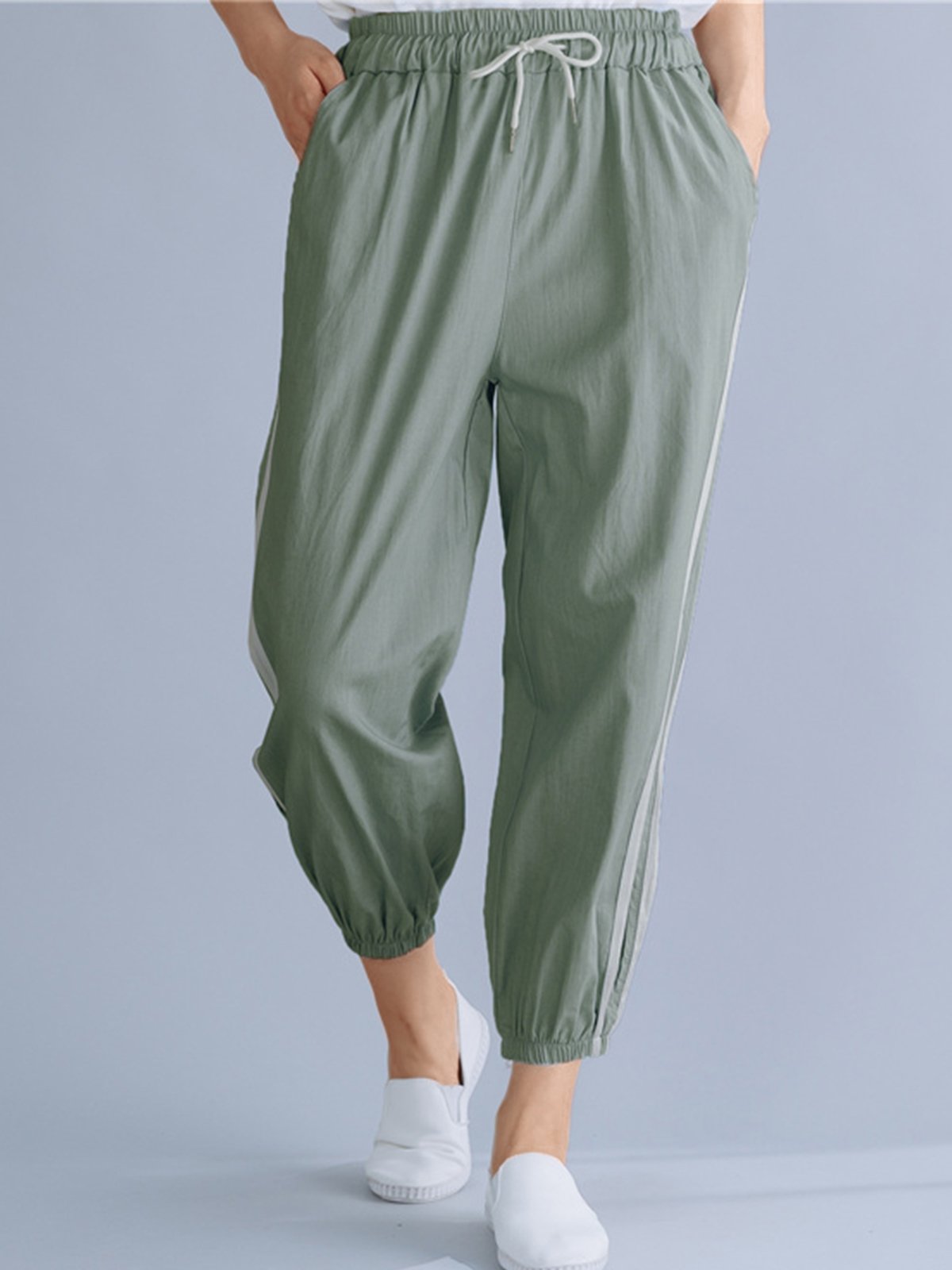 Plus Size Women Plain Casual Pants