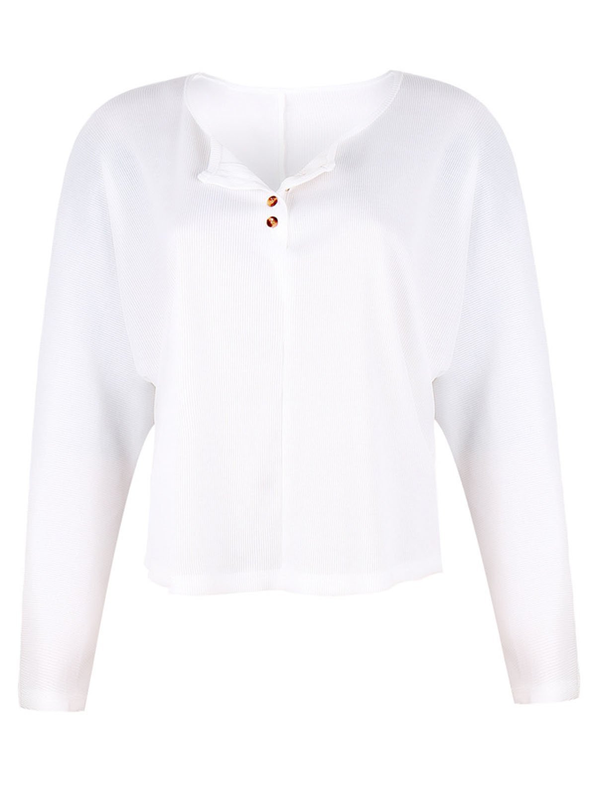 Solid Buttoned Round Neck Sweater shirt