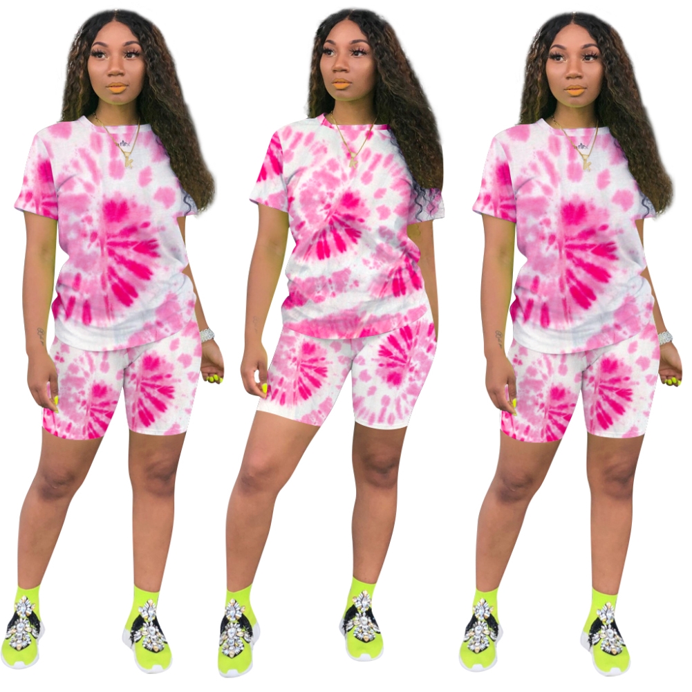 Summer Casual Tie Dye Two Piece Short Set