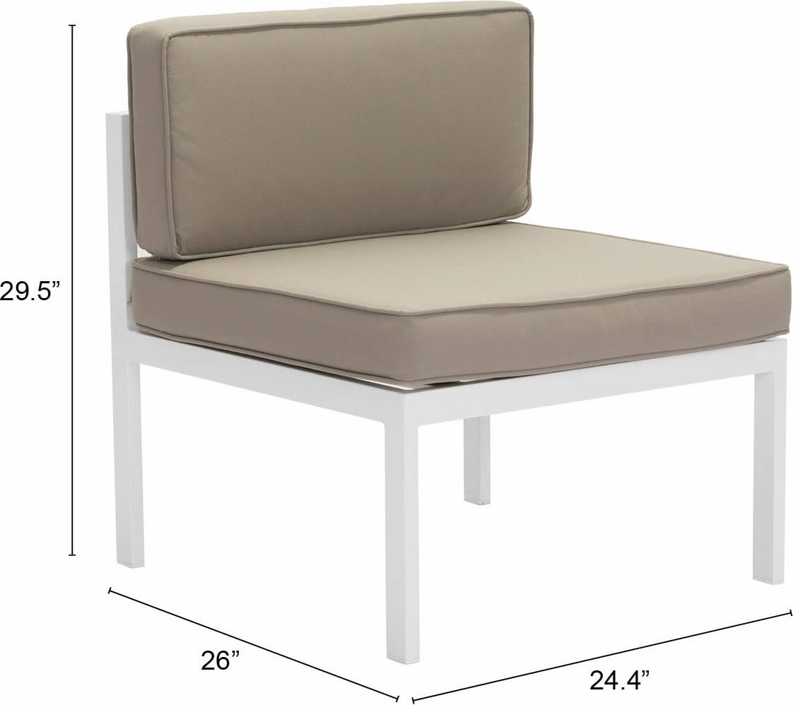 Zuo Golden Beach Middle Chair (Set of 2), White Taupe