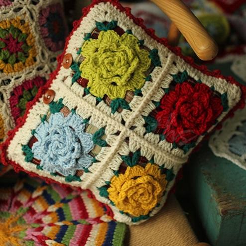 Handmade Hand Hook Stereo Flower Pillow Covers