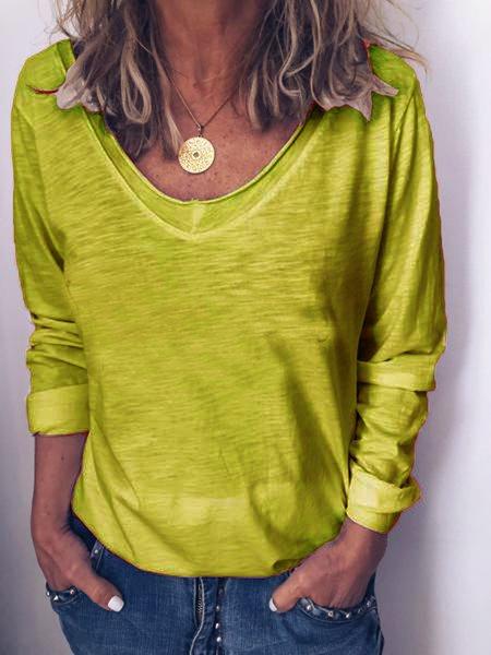 Casual Long Sleeve Cotton-Blend Shirts & Tops