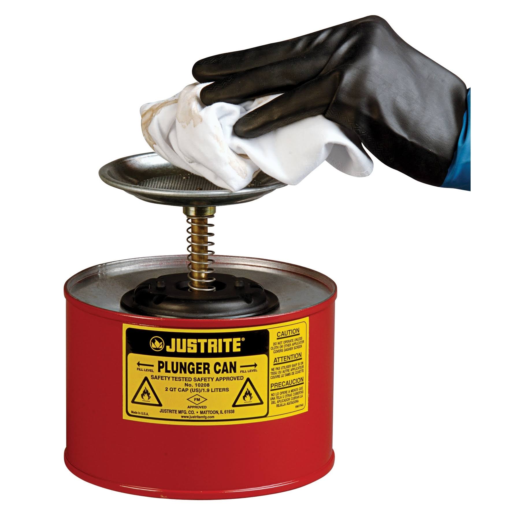 Justrite 10208 - 2 Quart Steel Plunger Can