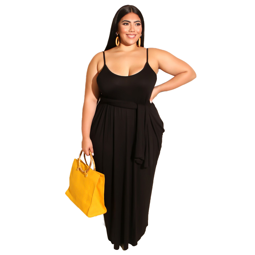 Sheer Straps Long Pocket Dress aa