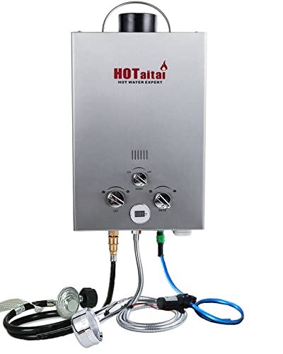 Hotaitai Portable Propane Water Heater, 6L Tankless Water Heater with Water Pump