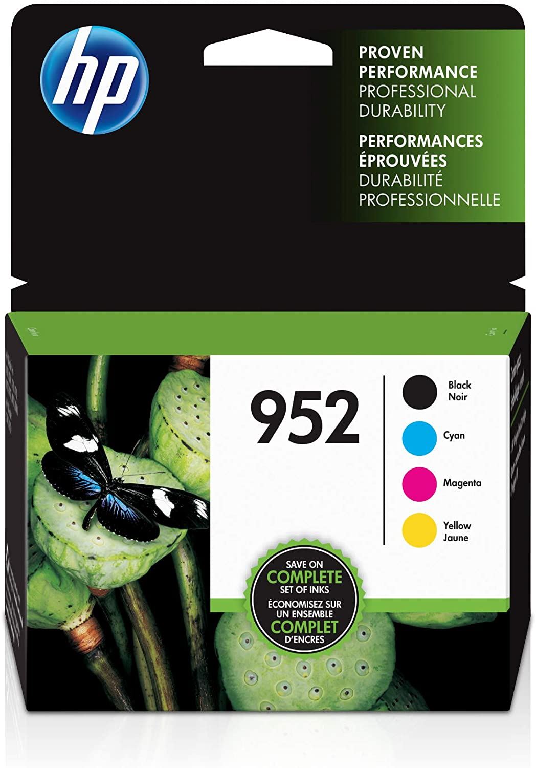 HP 952 | 4 Ink Cartridges | Black, Cyan, Magenta, Yellow | F6U15AN, L0S49AN