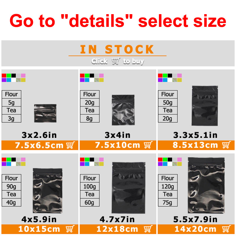 7.5x6.5cm In Stock Smell Proof Plastic Zipper Packaging Ziplock 3 Three Side Seal Aluminum Foil Flat Pouch Bag