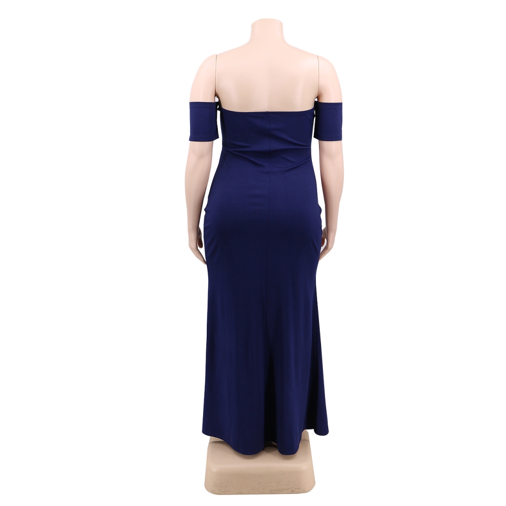 Plus Size Off Shoulder Mermaid Plain Evening Dress