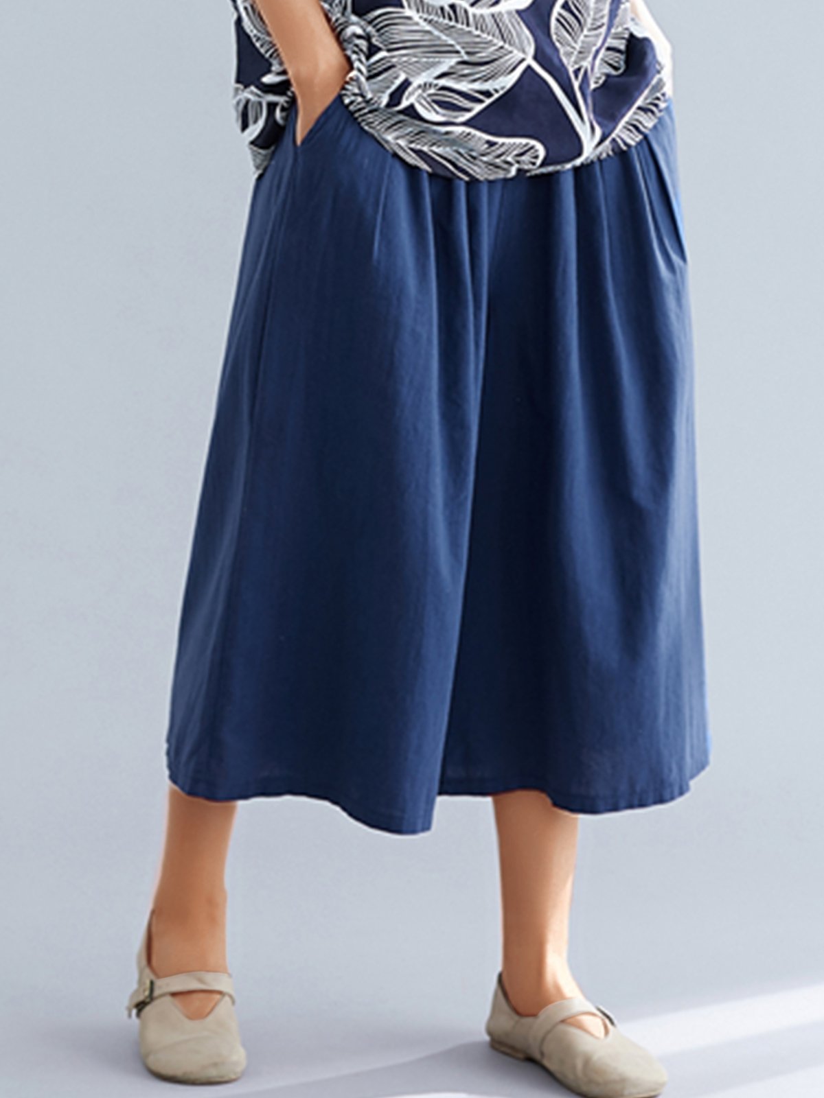 Women Blue Casual Wide Leg Pants
