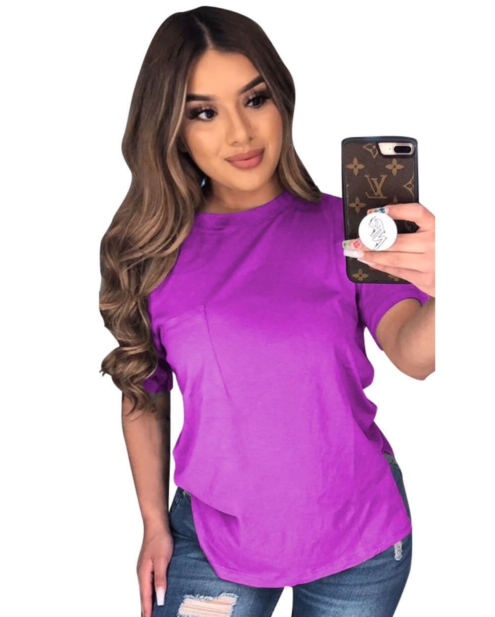 Summer Solid Color Slit Basic Shirt