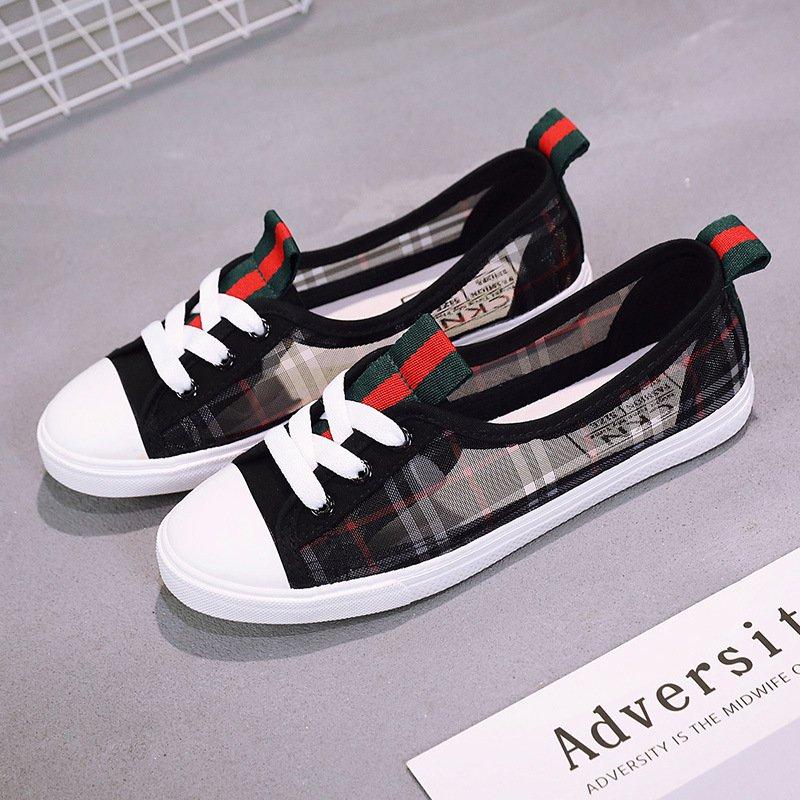 Women Casual Mesh Fabric Lace-Up Loafers Flats