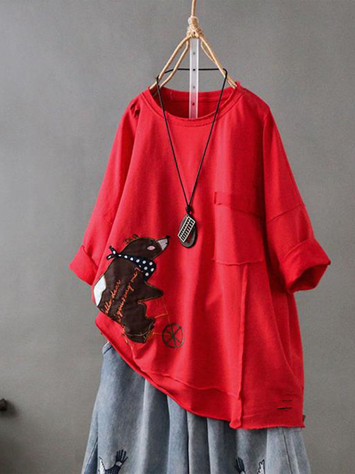 Casual Round Neck Pockets Shirts