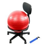 CanDo Metal Ball Chair �C Inflatable Ergonomic Active Seating Exercise Ball Chair With Air Pump-  Red