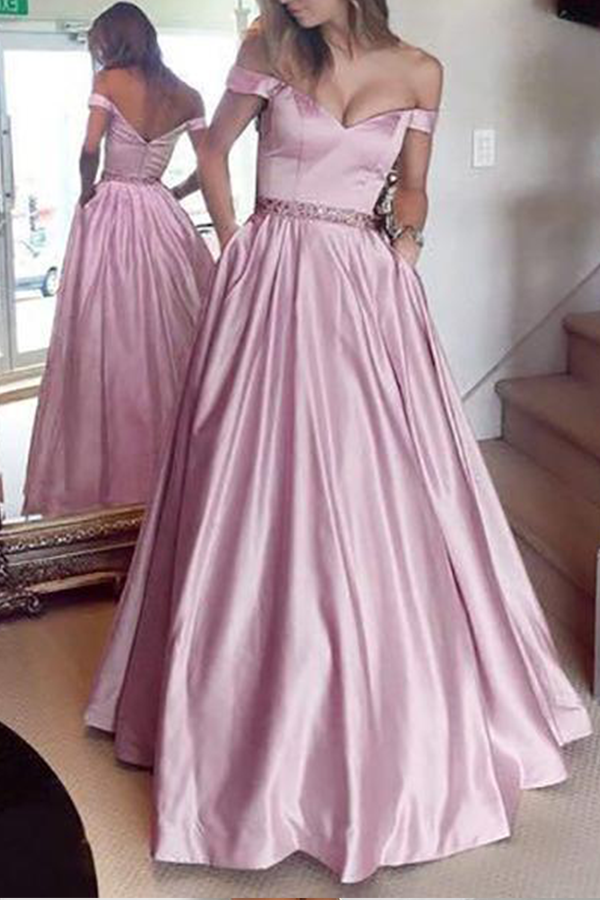 One Shoulder Waist Evening Dress