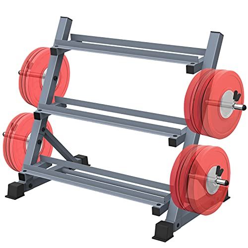 Balelinko 3-Tier Adjustable Width Dumbbell Barbell Weight Rack, 1300 lbs Weight Capacity Storage Stand, Gray