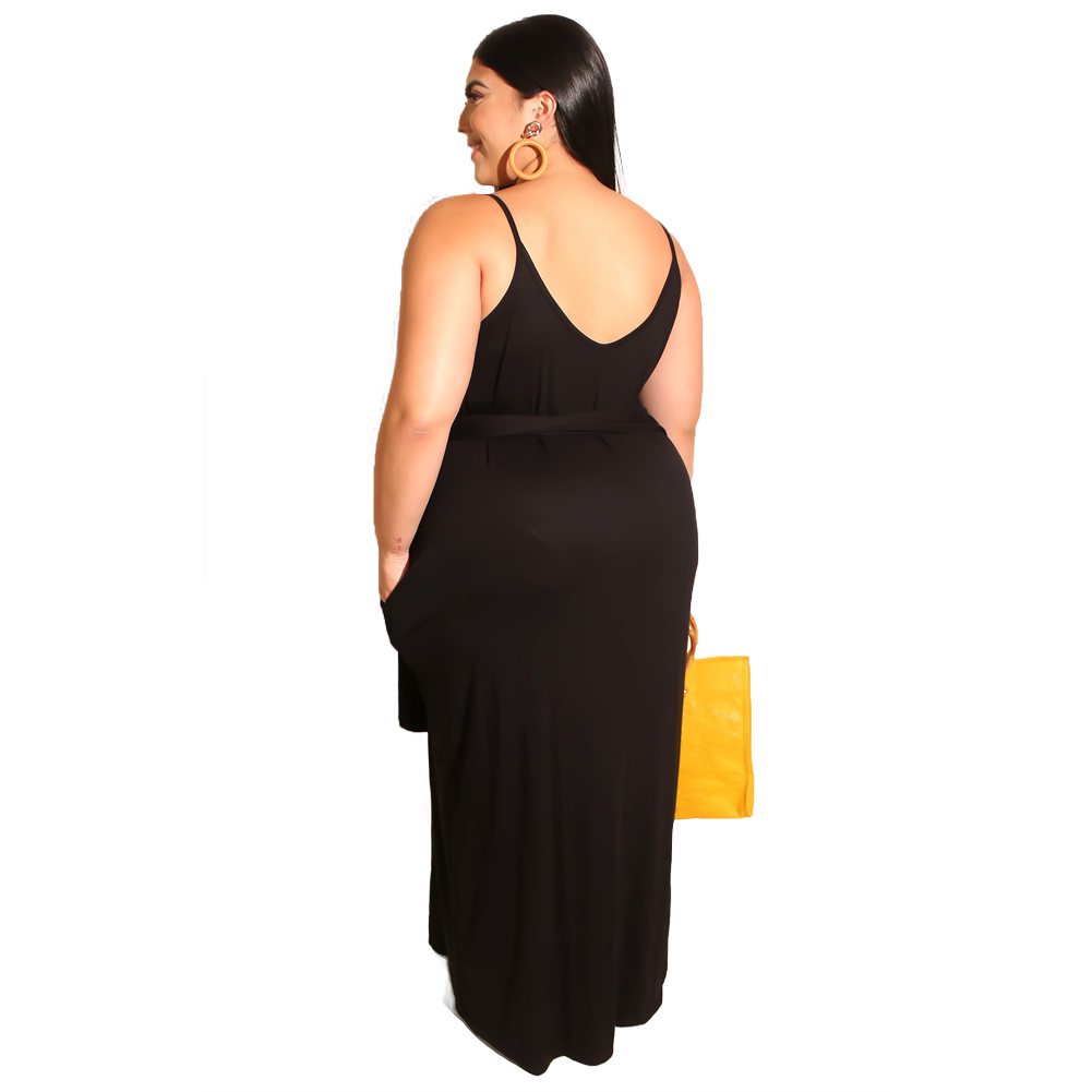 Sheer Straps Long Pocket Dress aa