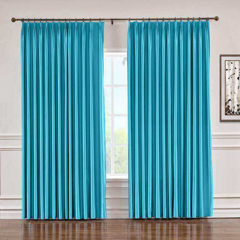 CUSTOM Lao Hang Zhou Lake Blue Polyester Cotton Thermal Insulated Curtain