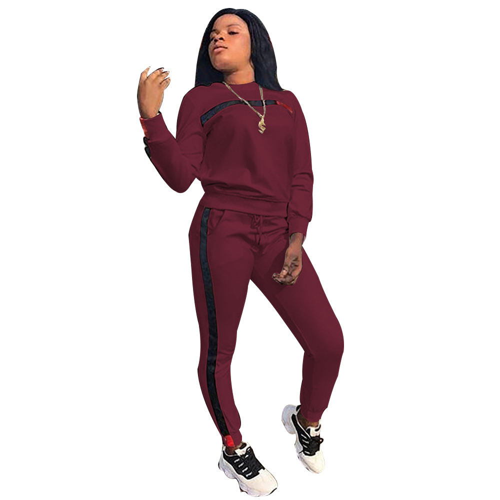 Autumn Casual Stripes O-Neck Shirt and Pants Set