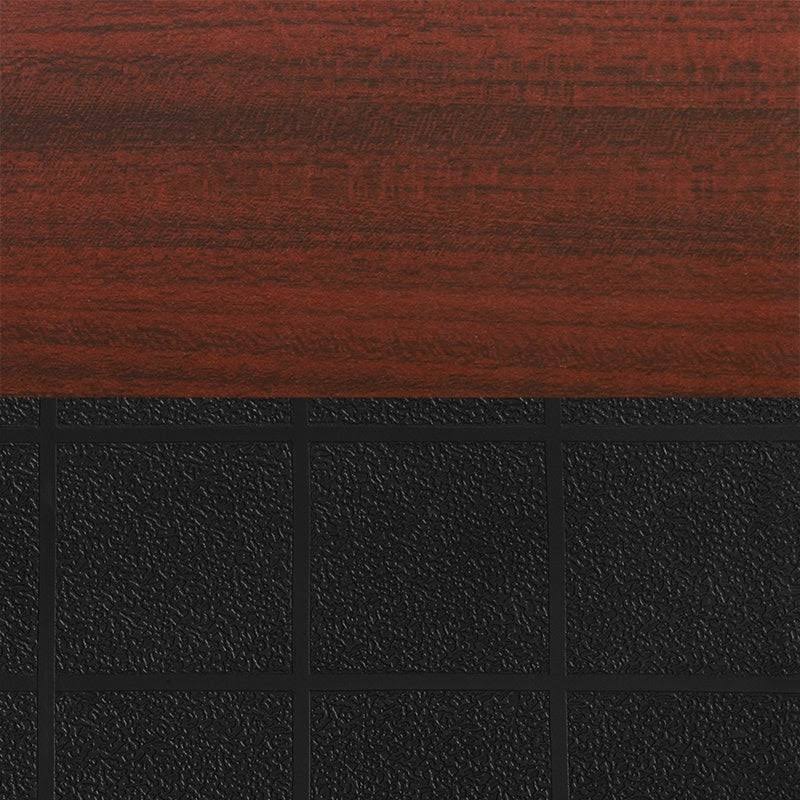 Regency Kee 60x22 x 30x22 Height Adjustable Mobile Classroom Table - Mahogany 2 Andy 18-in Stack Chairs- Navy Blue