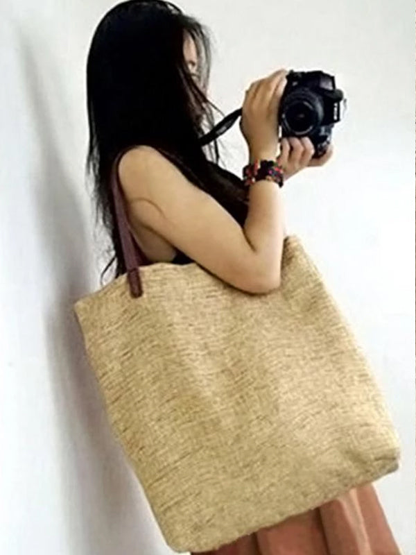 4 Colors Simple Literature Linen Shoulder Bag