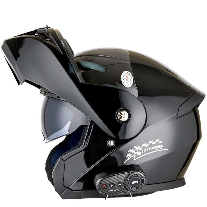 Men Women Bluetooth Motorcycle Helmet 2 Speakers Flip-Up Waterproof DOT Approved Double Anti-Fog Visors Anti-Scratch Wash Liner