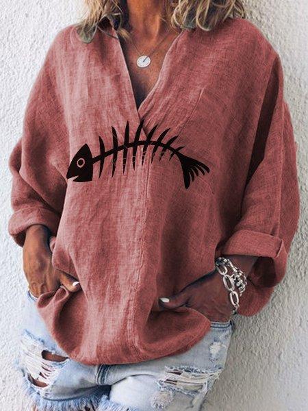 V Neck Sweet Long Sleeve Shirts & Tops